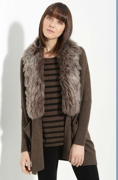 lady's sweater with fox collar,Fur Coats