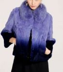Ladies' winter rabbit fur coat with fox collar 